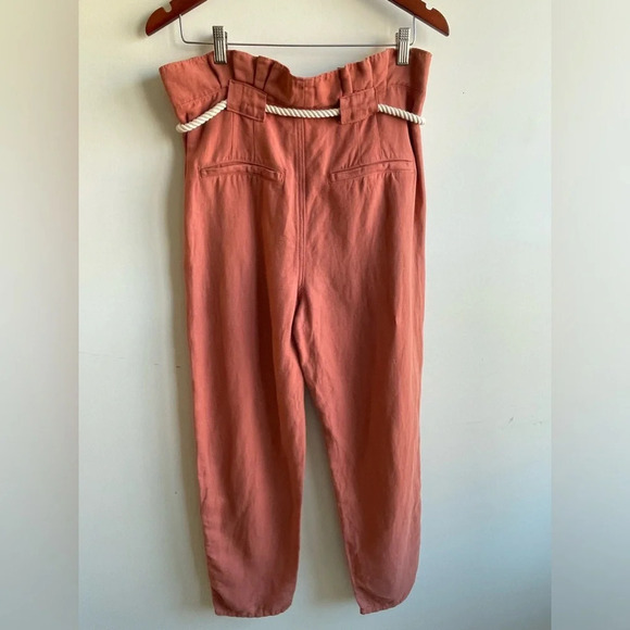 VERONICA BEARD||Karter Belted Linen-Cotton Paper Bag Pants,Worn Once Size 8 - Picture 9 of 11
